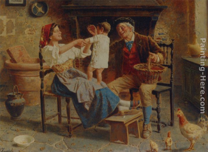 The Happy Family painting - Eugenio Zampighi The Happy Family art painting
